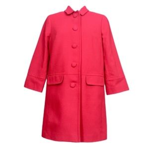 TALBOTS Twill Tweed Pink Peacoat Winter Top Coat Preppy Size 10 Small Medium